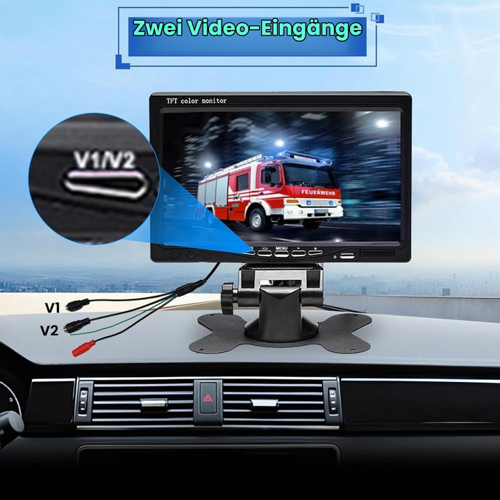 Hikity Rückfahrkamera 2 Kameras Set, 7 Zoll LCD Monitor, Wasserdichtes Rückfahrkamera Nachrüsten Set