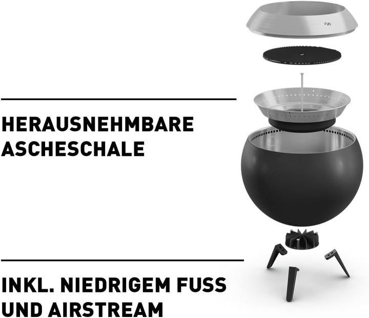 höfats - Moon 55 rauchfreie Feuerschale mit niedrigem Fuss aus Edelstahl - emaillierter raucharmer F