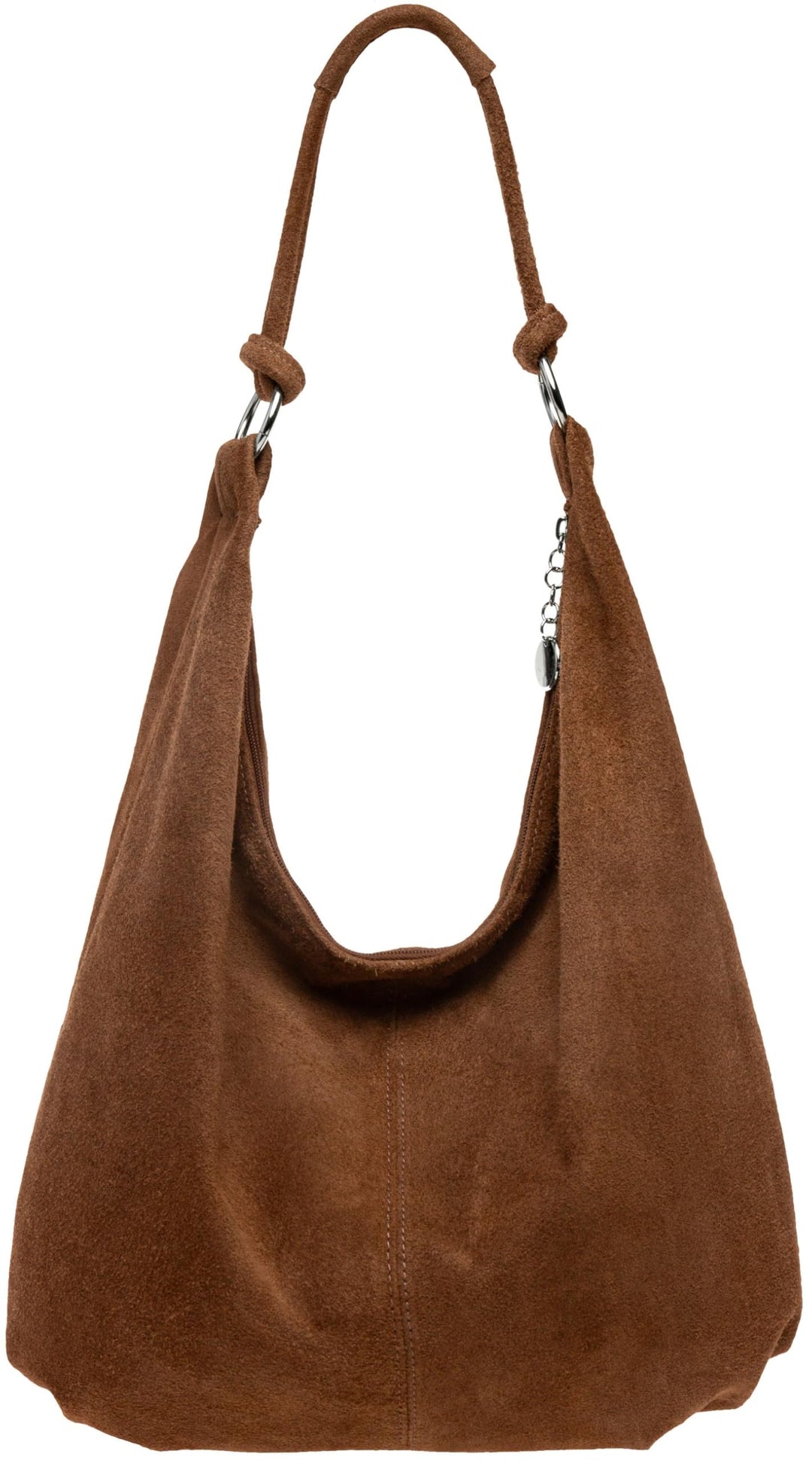 Caspar TL617 grosse Damen Vintage Veloursleder Tasche Cognac, Cognac
