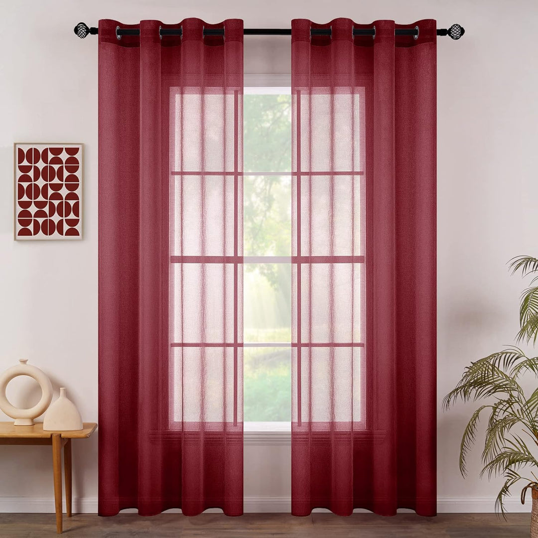 MIULEE Sheer Voile Vorhang Weihnachtsdeko mit Ösen Transparente Optik Gardine Ösenvorhang Ösenschal