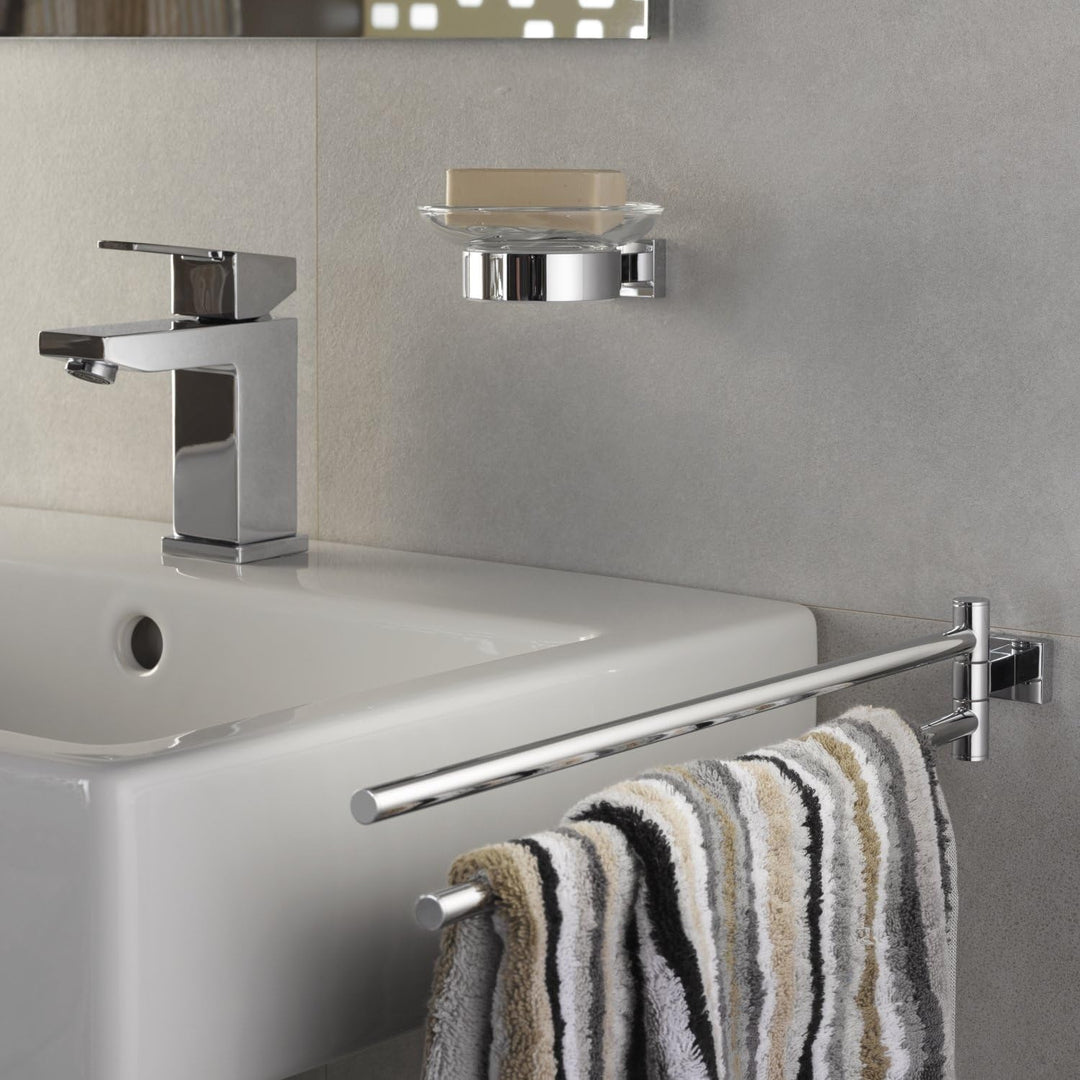 GROHE Essentials Cube - Handtuchhalter (verdeckte Befestigung, 439mm, 2-armig & schwenkbar, langlebi