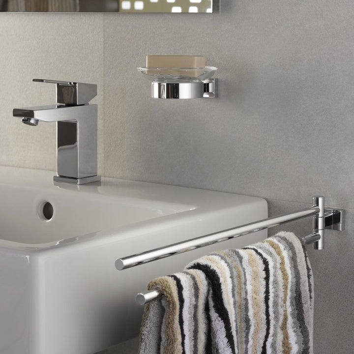GROHE Essentials Cube - Handtuchhalter (verdeckte Befestigung, 439mm, 2-armig & schwenkbar, langlebi