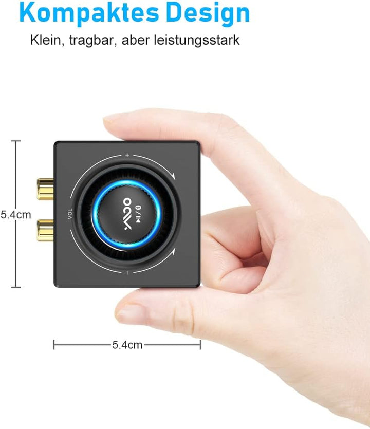 YMOO Bluetooth 5.3 Audio Empfänger für Stereoanlage, Bluetooth Adapter AUX HiFi, 50ft Reichweite, 3.