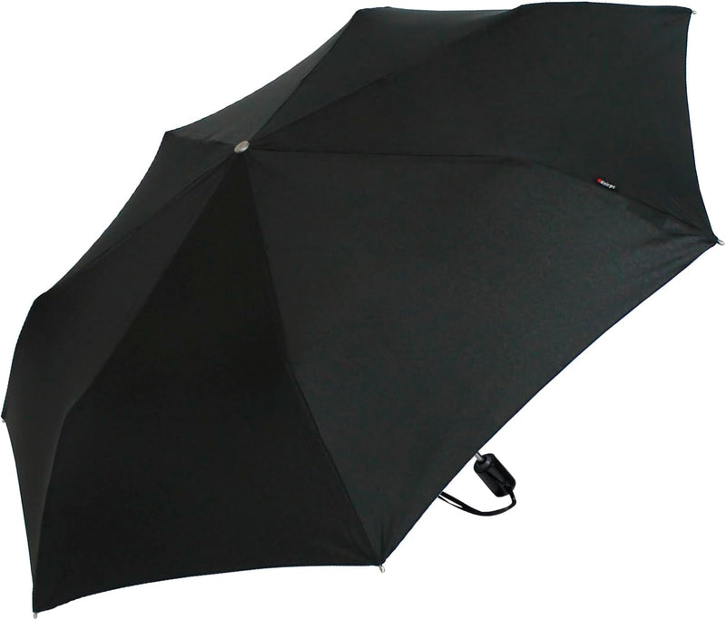 Knirps Regenschirm Slim Duomatic - klein und leicht mit Auf-Zu Automatik - Black Schwarz, Schwarz