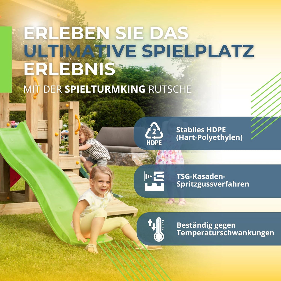 Spielturmking Kinderrutsche Wave 1,75 m Wasserrutsche Spielturm Wellenrutsche Gartenrutsche Anbaurut