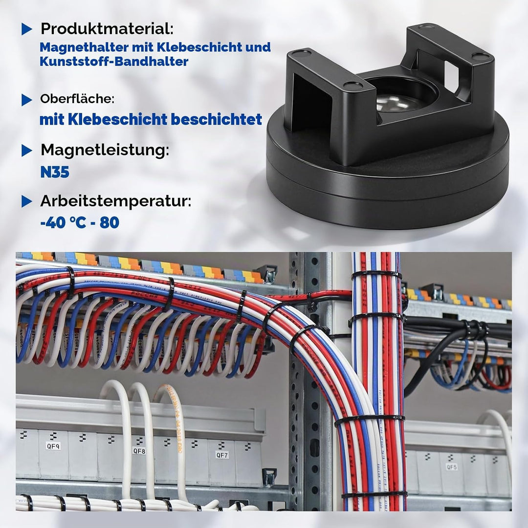 20 Stück Magnetische Kabelbinder-Halterungen, 31 mm Basis, magnetische Kabel-Clips, Magnetkabelhalte