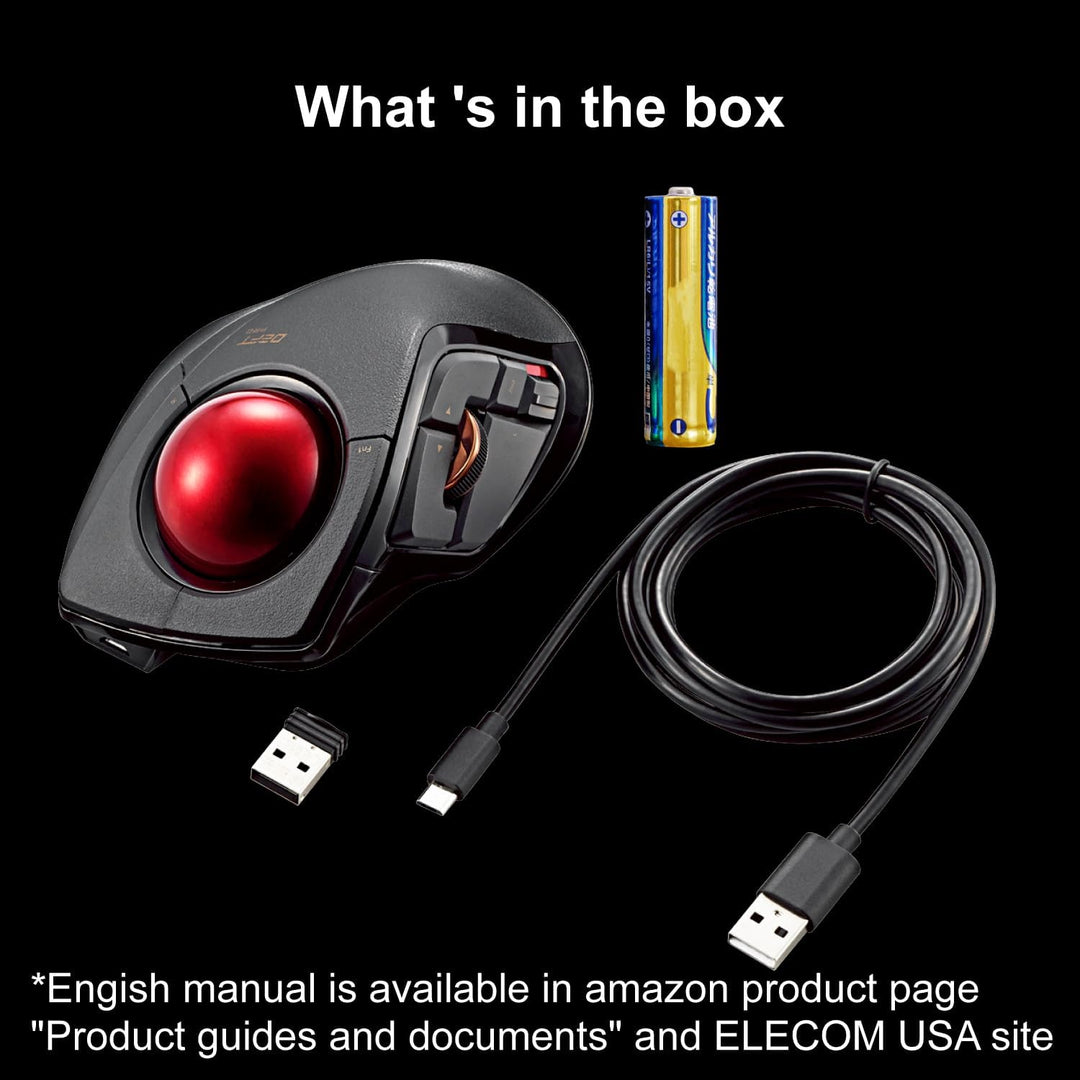 ELECOM Kabelgebundene / kabellose / Bluetooth-Fingerbetriebene Trackball-Maus, kompatibel mit Window