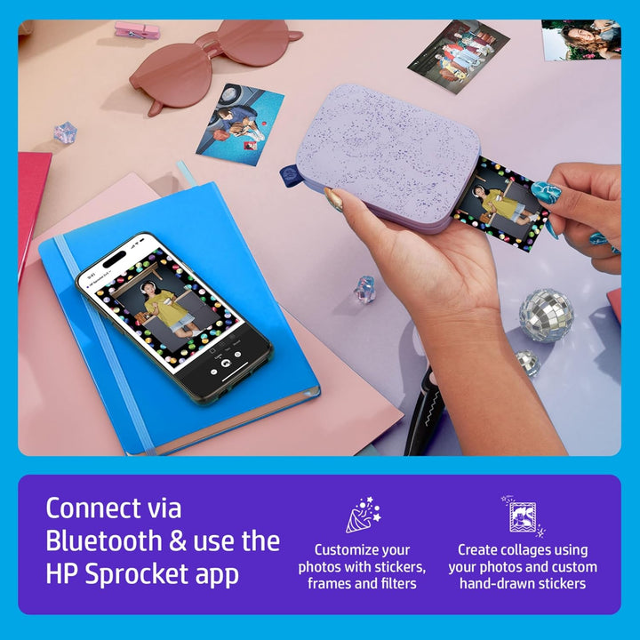 HP Sprocket Portable 2x3 Zoll Sofortbilddrucker (Lila) Sammelalbum-Kit, Lila