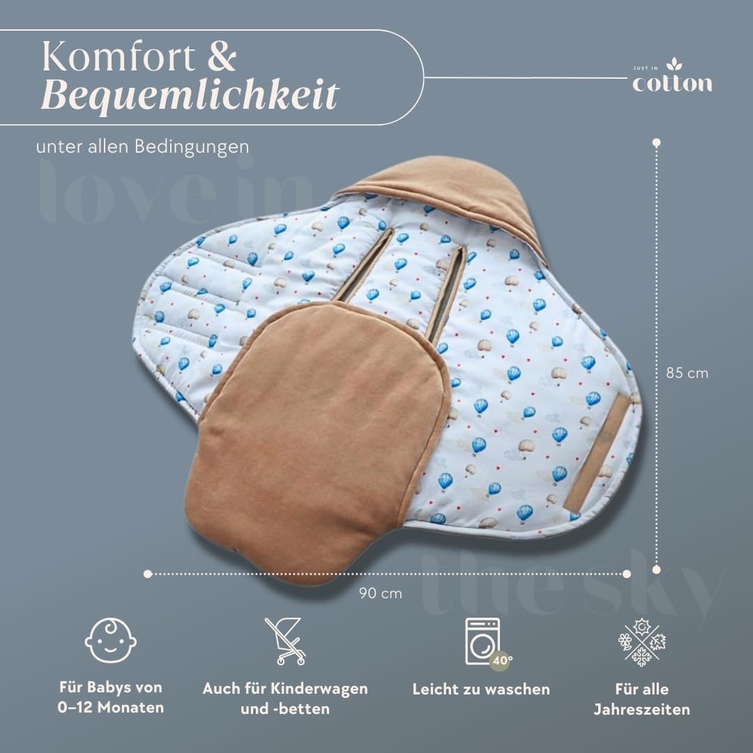 Einschlagdecke Babyschale Kinderwagen: Velours-Bambus-Decke für Autositz, Kinderwagen und Wanne. bab