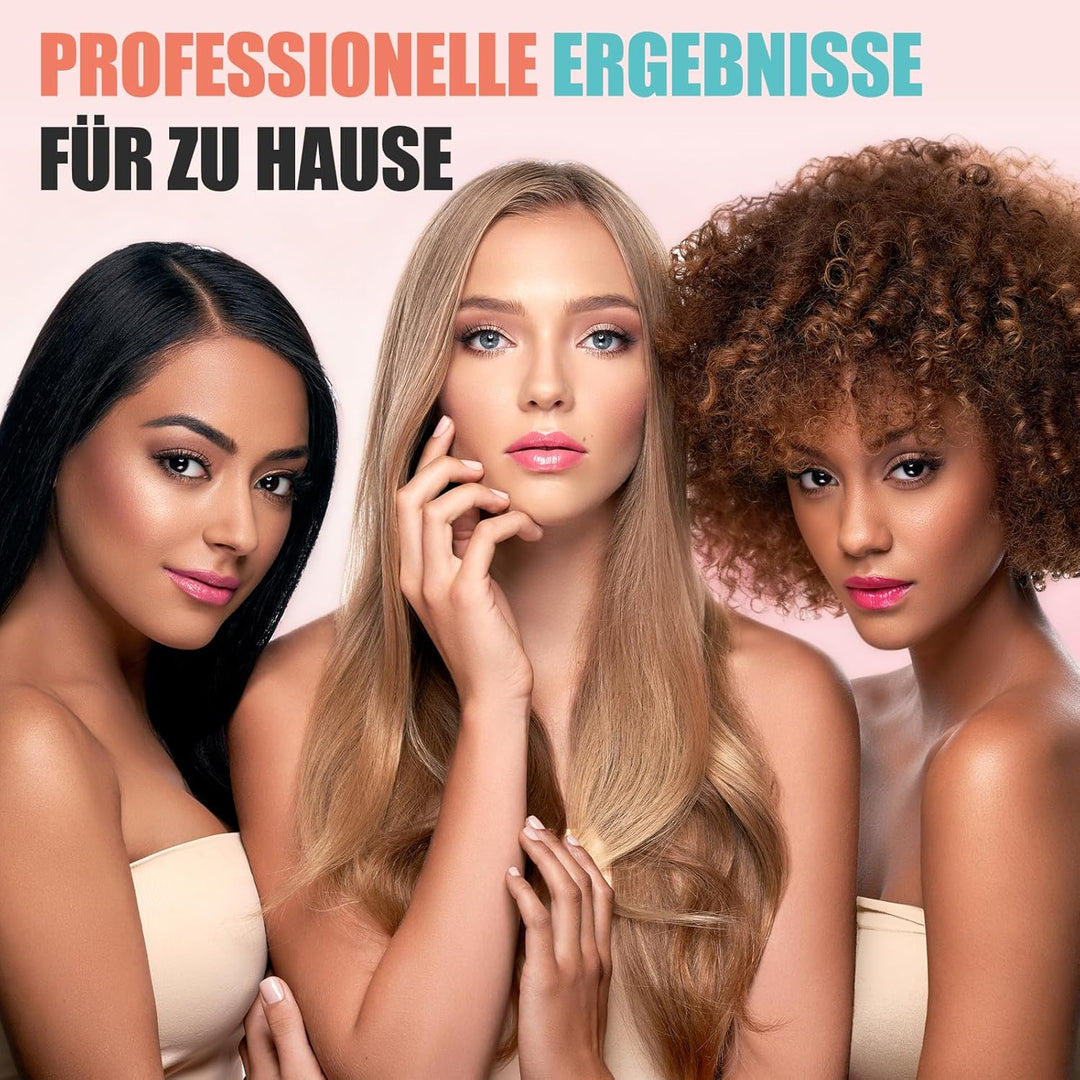 Ionen Föhn 5 in 1, 1000W Multifunktionaler Hairstyler, Lockenstab Automatisch, Professioneller Warml