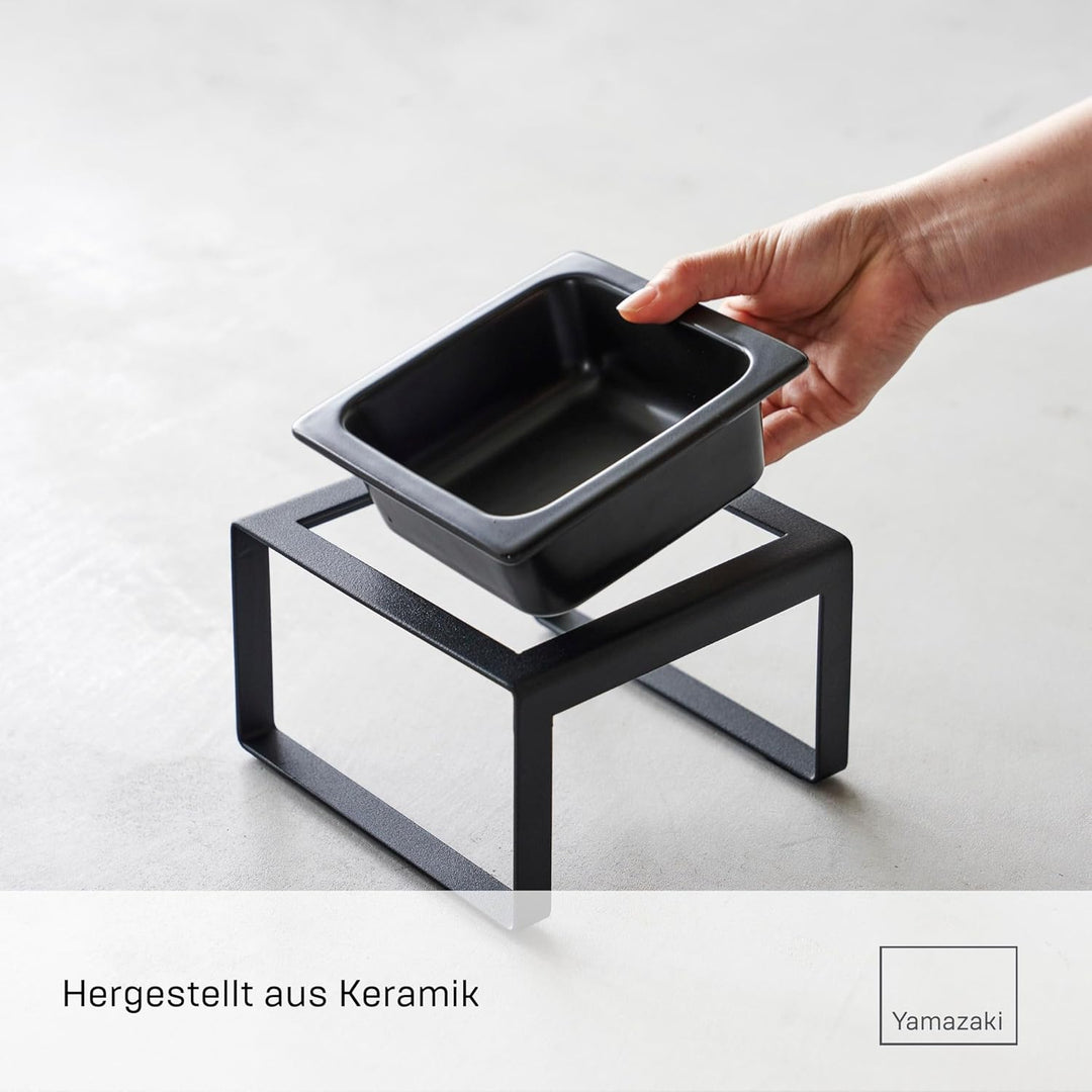 Yamazaki TOWER 5817 Futternapfständer einzeln, 300ML, Schwarz, Stahl/Keramik, Pet Food Bowl Stand, S