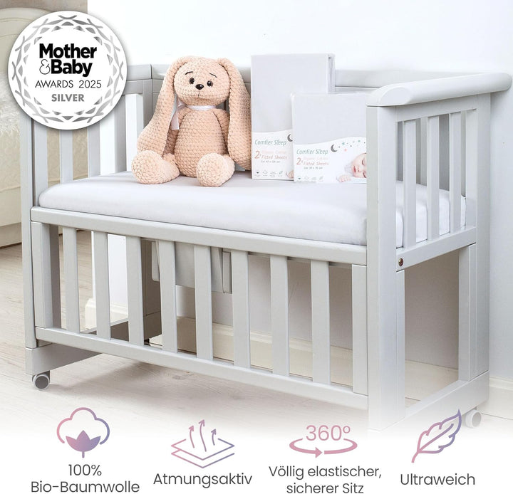 Spannbettlaken Kinderwagen 40x90 Aus 100% Bio-Baumwolle – Waschbar & Ultraweich Grau 2er-Set Spannbe