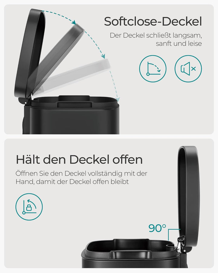 SONGMICS Mülleimer Küche, 30 Liter, Abfalleimer, Tretmülleimer, Küchenmülleimer mit Softclose-Deckel