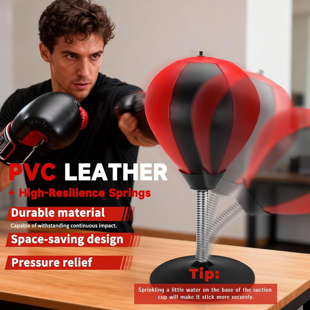 Boxsack Tisch Punchingball Boxen mit Saugnapf und Tischklemme, Anti Stress Boxbirne fürs Büro & Zuha