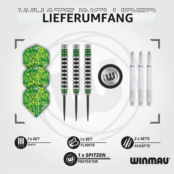WINMAU Advance 500 Series Dartpfeile mit dartflüge und Dart stiele 22G Grün, 22G Grün