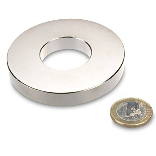 Ringmagnet Ø 70,0 x 30,0 x 10,0 mm (magnets4you) - Magnetring aus N42 Nickel - hält 45 kg, Neodym Su