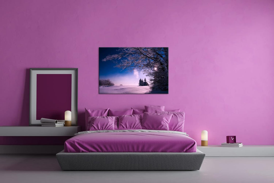 deyoli Eisige Winterlandschaft Format:75x50 cm als Leinwandbild, Motiv fertig gerahmt auf Echtholzra