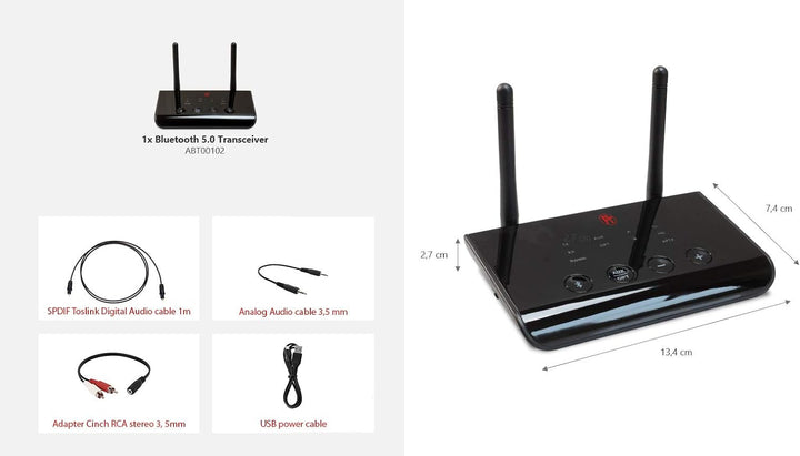 FeinTech ABT00102 Bluetooth 5.0 Audio Sender Empfänger aptX HD Low Latency Toslink SPDIF Bypass Konv