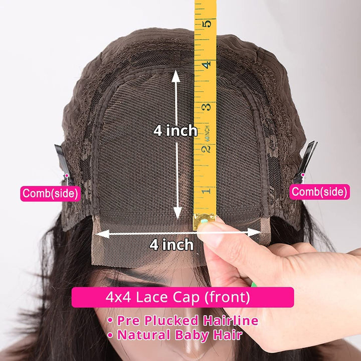 TOOCCI Lace Frontal Perücken Echthaar Gerade Perücken für Damen 4x4 Straight Lace Closure Wigs Brasi