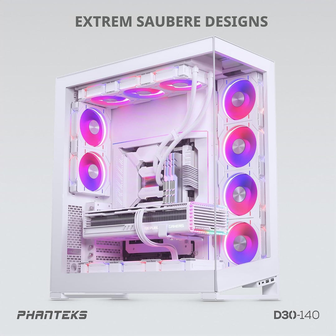 Phanteks D30 PWM Regular Airflow, D-RGB Lüfter - 140mm, weiss Standard x1 Black, Standard x1 Black