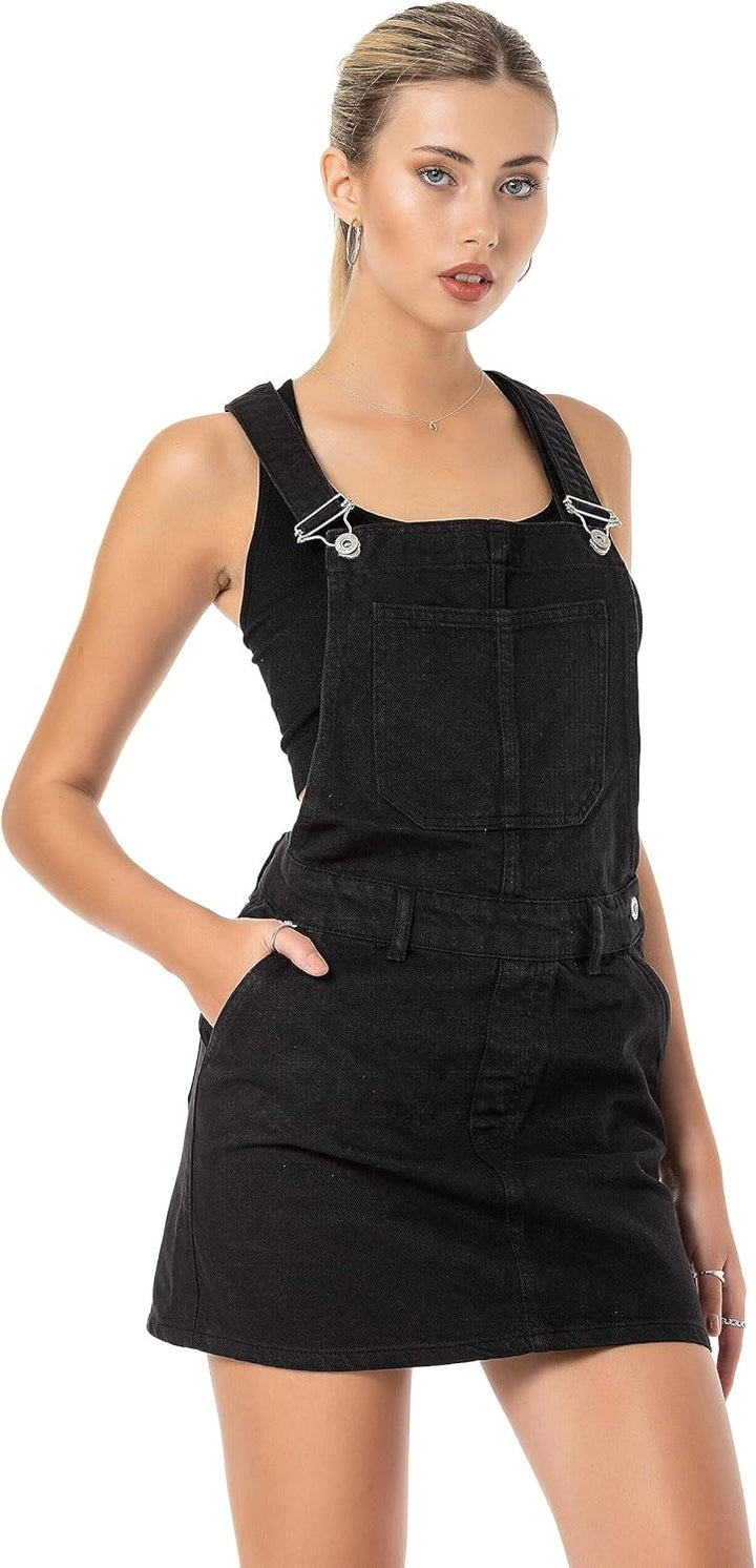 Red Bridge Damen Jeansrock kurzer Rock Overall Latzhose XL Schwarz, XL Schwarz