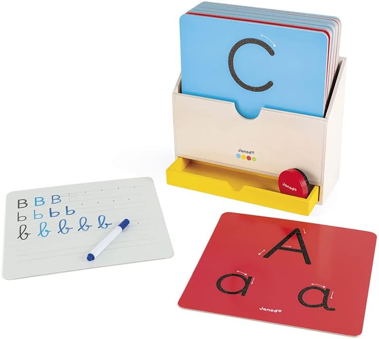 Janod - Essentiel - Schreiben lernen - Lernspiel aus Holz Babys und Kleinkinder - Buchstaben und Les