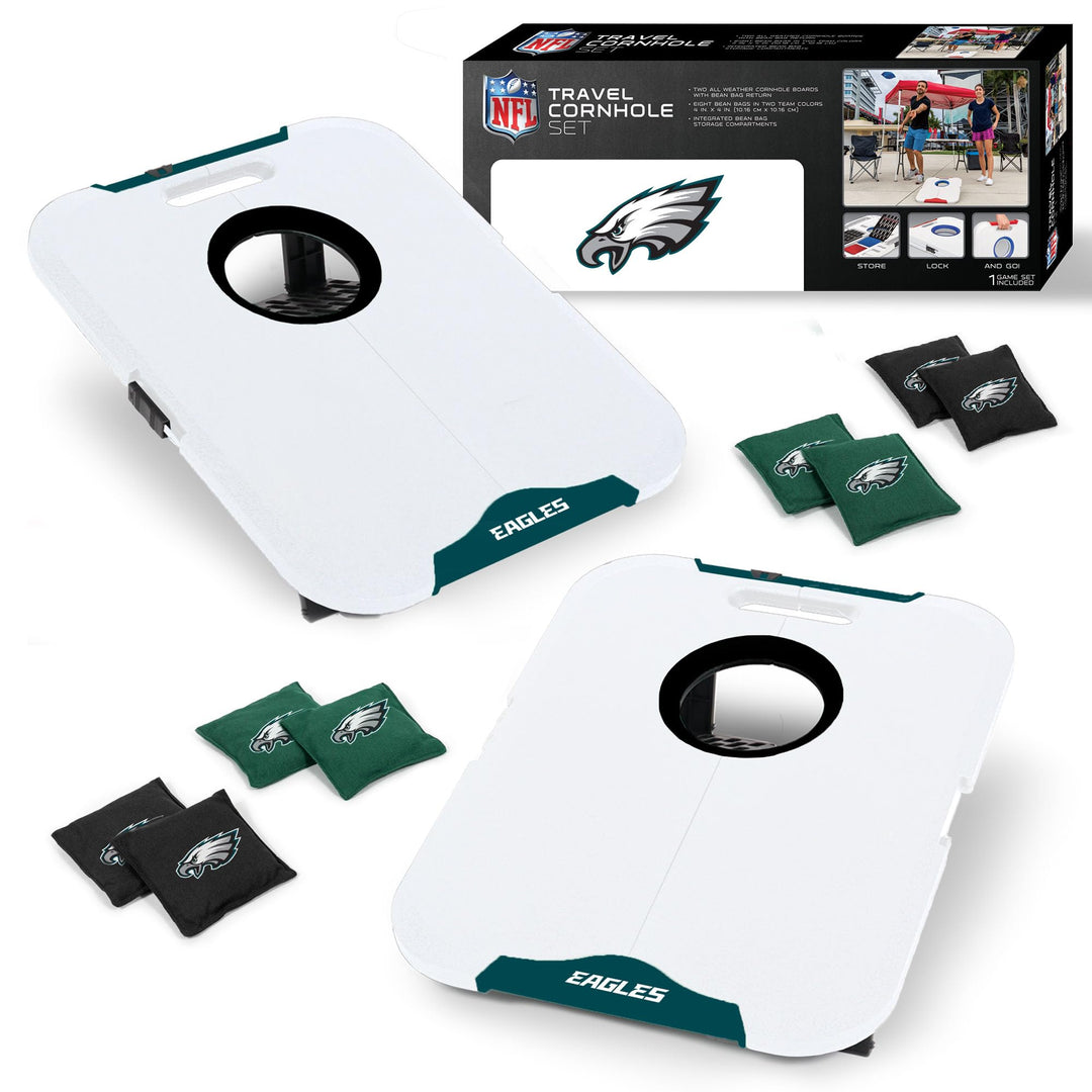 Wild Sports NFL Pro Football Allwetter Cornhole Set - Travel Bean Bag Toss Set Includes 8 Bean Bags