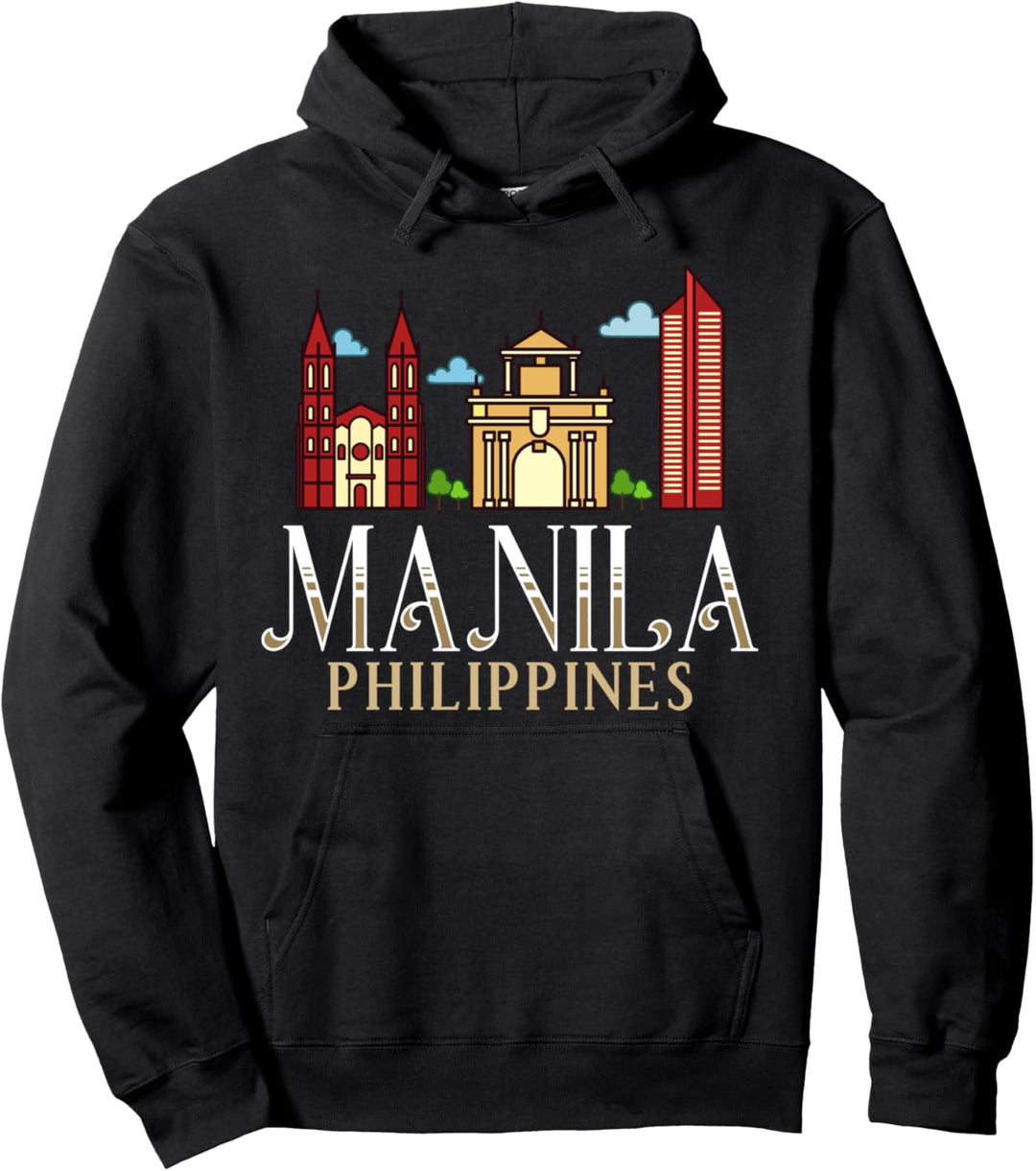 Manila Philippinen Stadt Skyline Karte Reisen Pullover Hoodie