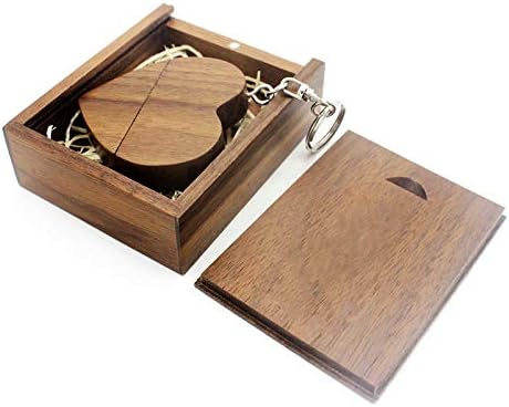 A Plus+ 10 Stück USB Speicherstick 32GB Holz Herz USB-Sticks mit Geschenkbox (Schlüsselring Angebrac