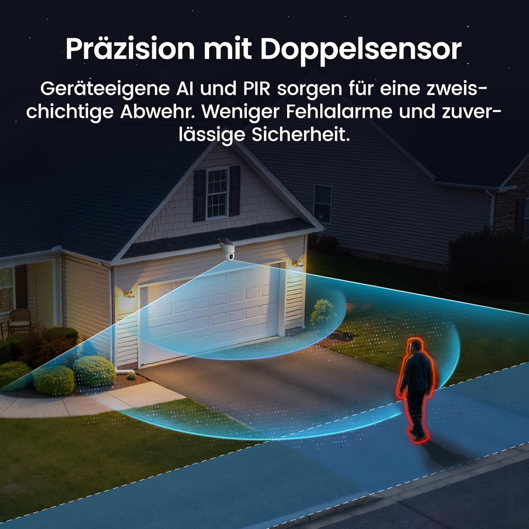 aosu D1 MAX 4K 8MP Überwachungskamera Aussen Solar Akku, 360° PTZ &amp; KI | aosuBase 2.0, 32GB Lokal Sp
