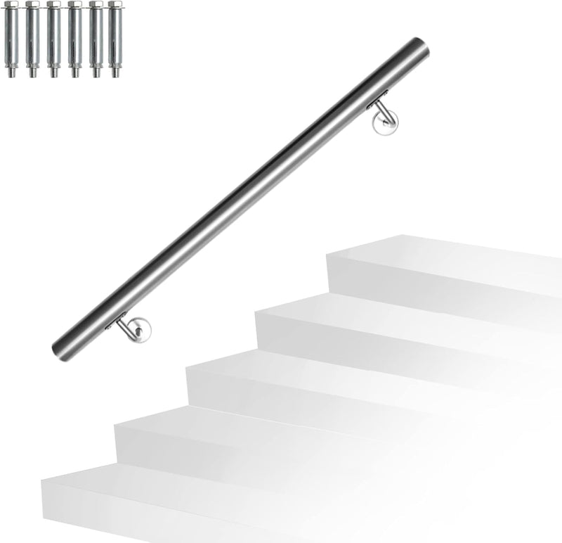 Randaco Edelstahl Handlauf Treppengeländer Geländer Wandhandlauf Wand Treppe inkl. Wandhalterung und