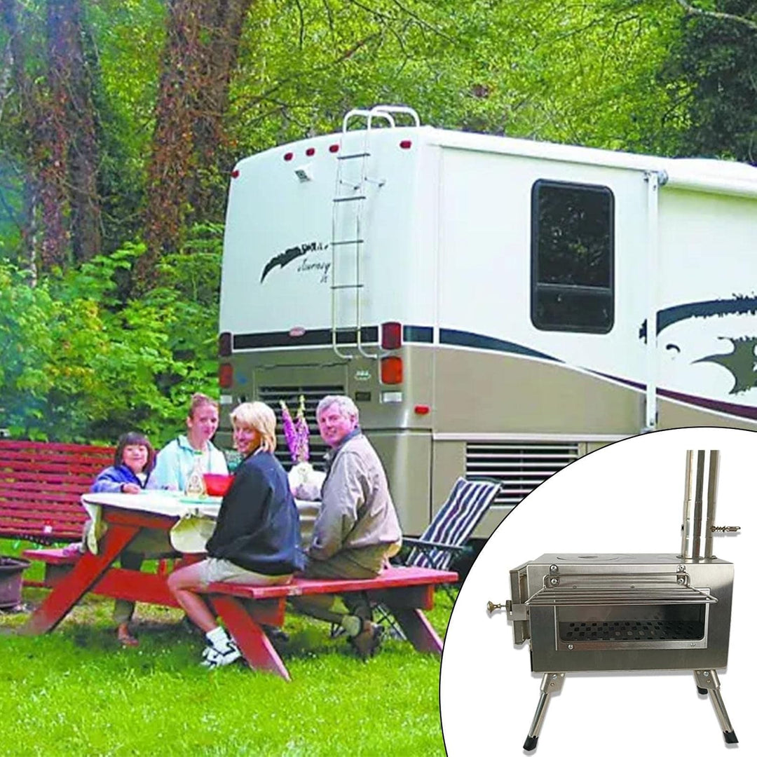 LOSOO Outdoor Kaminofen, Verstellbarer Luftstromregler Edelstahlkamin, Tragbarer Titan-Zeltofen-Rohr