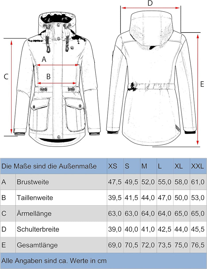 MARIKOO Damen Leichter Übergangsparka mit Kapuze Babetaa Prc XS Blood Red, XS Blood Red