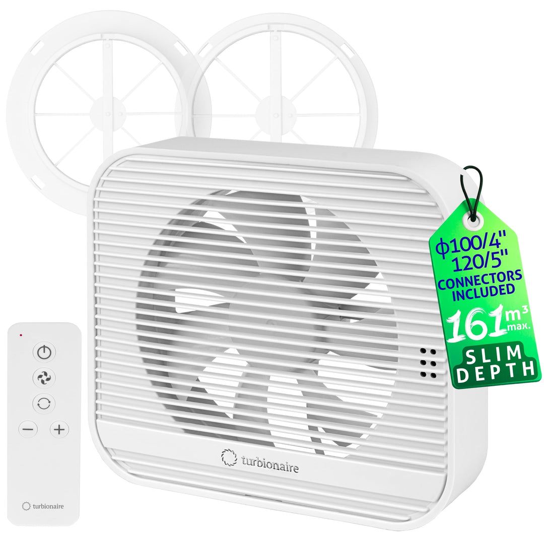 Turbionaire Axio 1012 R Badlüfter, 5 Geschwindigkeiten + Boost, Fernbedienung, Multifunktionale, DC-