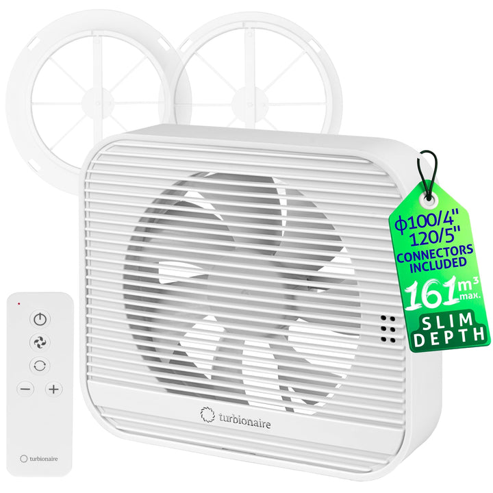 Turbionaire Axio 1012 R Badlüfter, 5 Geschwindigkeiten + Boost, Fernbedienung, Multifunktionale, DC-