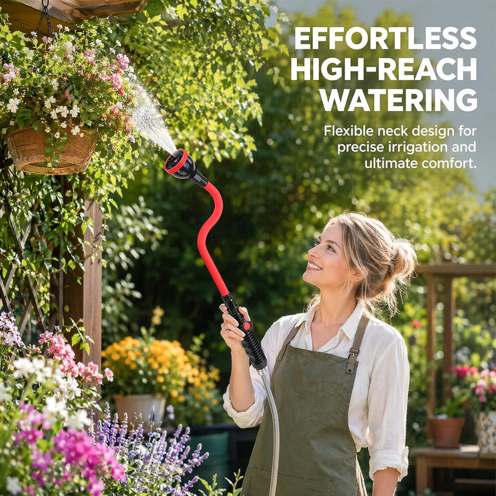 Garten Giessstab 75cm Biegsam, Gartenbrause mit 360° Schwenkkopf mit 10 Sprühmustern &amp; Sanftdusche f