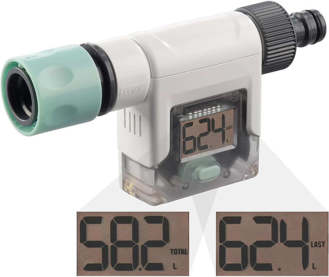 Royal Gardineer Wasserverbrauch-Zähler: 4er-Set Smart-Wasserzähler für Gartenschlauch, Display, Blue