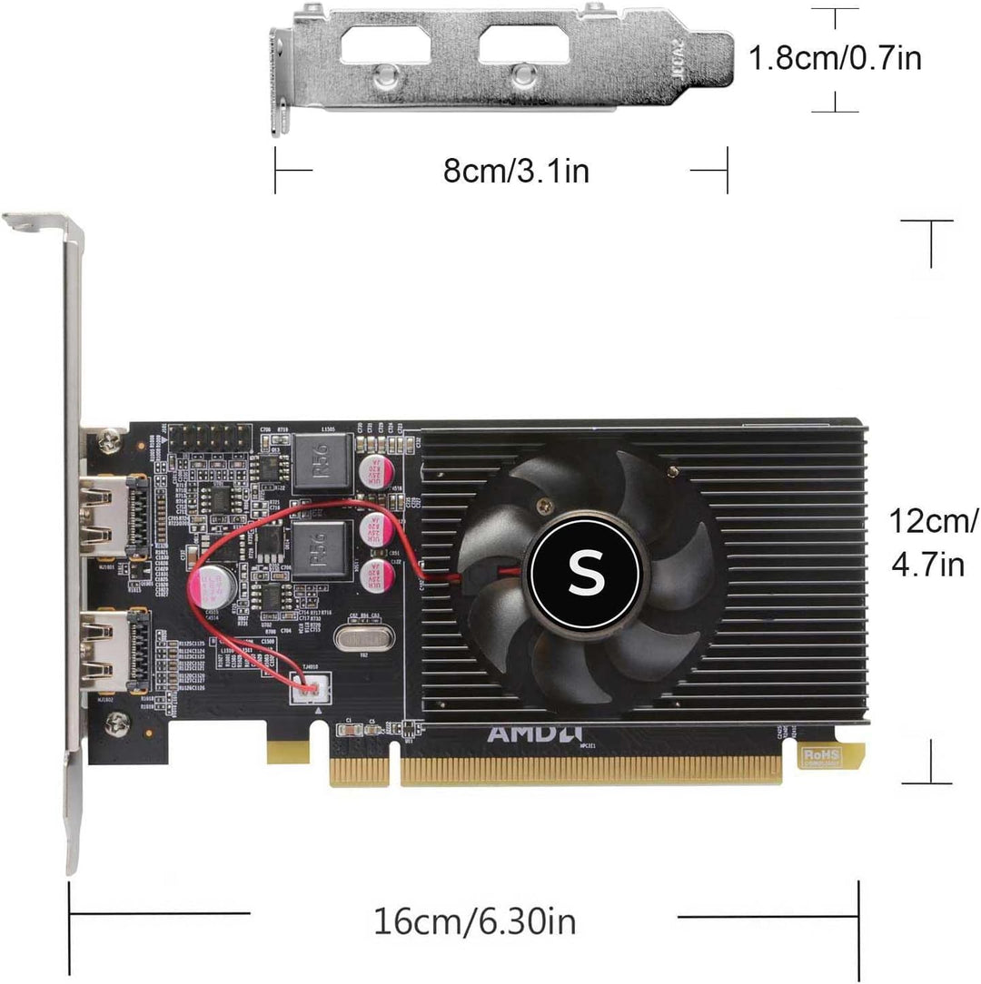 SAPLOS Radeon HD 6570 Grafikkarte, 2 HDMI, 1G GDDR3 64-bit, Video Cards PC, Low Profile Graphics Car