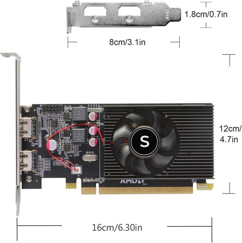SAPLOS Radeon HD 6570 Grafikkarte, 2 HDMI, 1G GDDR3 64-bit, Video Cards PC, Low Profile Graphics Car