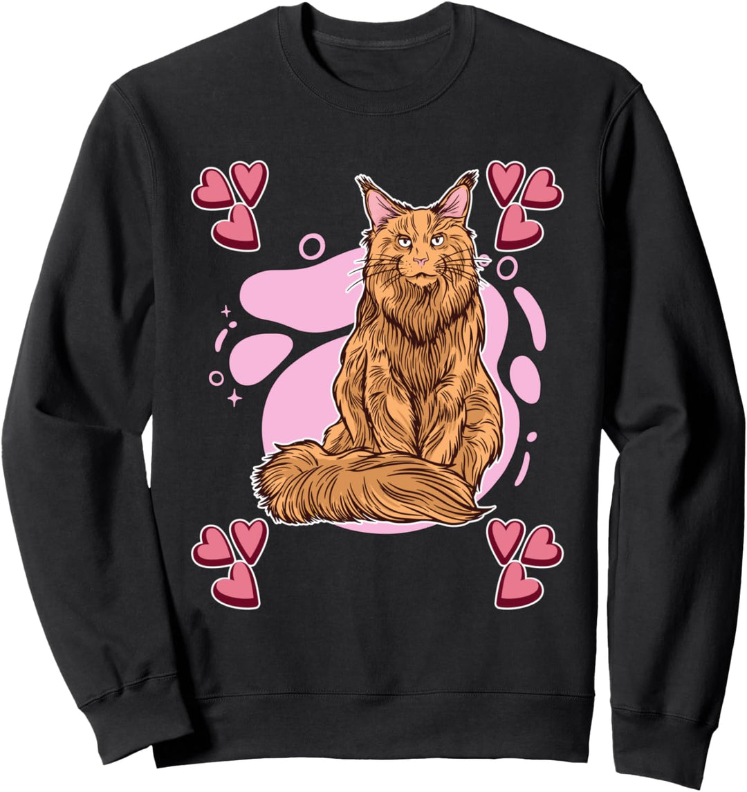 Damen Maine Coon Zeichnung Mädchen Maine Coon Sweatshirt