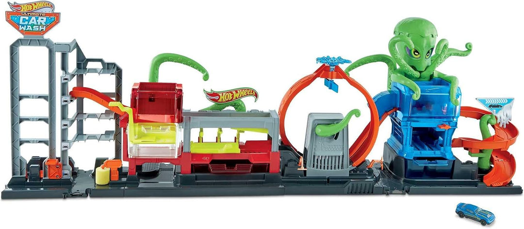 Hot Wheels Let's Race Netflix HBY96 - City Color Reveal Ultimative Auto-Waschanlage Spielset mit Was