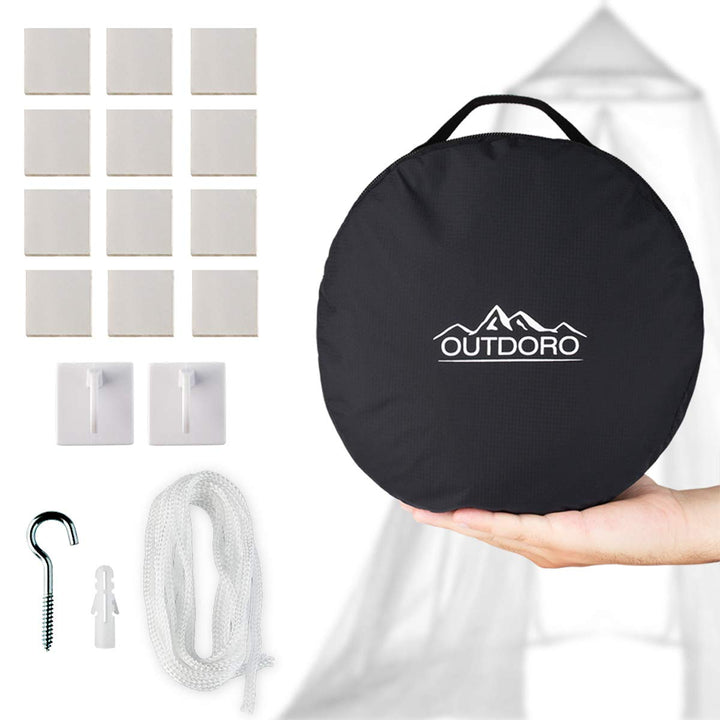 Outdoro Moskitonetz inklusive Klebehaken für Zuhause und Reisen extra-gross für Doppelbett & Einzelb