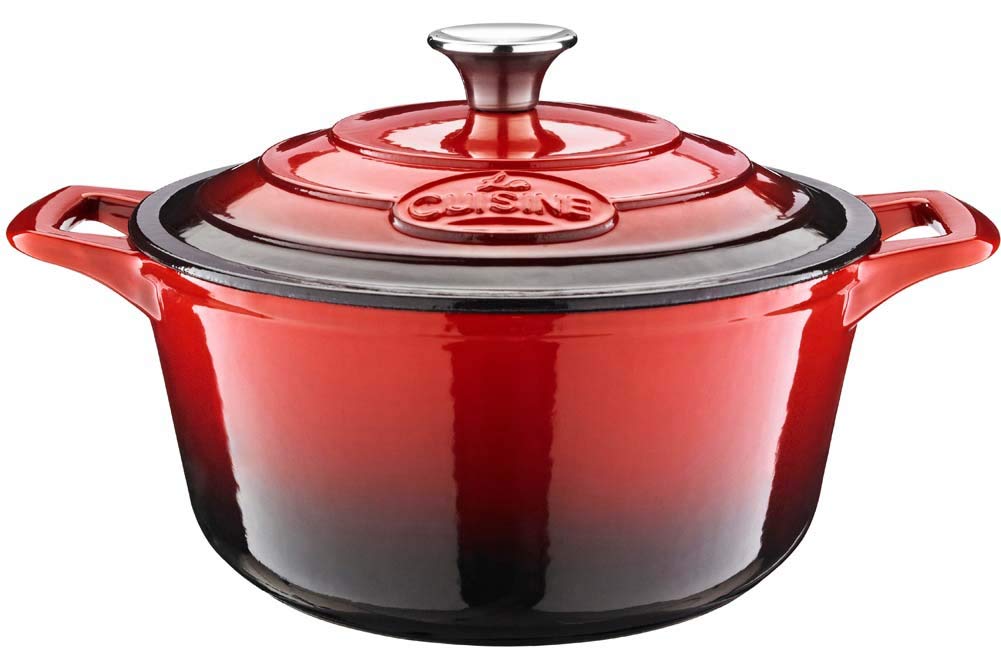 La Cuisine 5100MB Gusseisen Bratentopf Topf Schmortopf Cocotte Brotbacktopf emailliert mit Deckel In