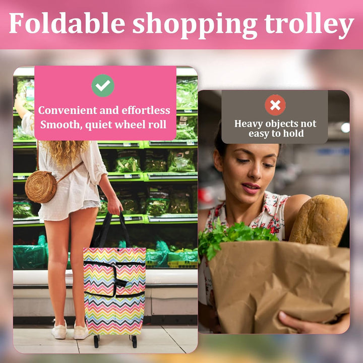 Faltbare Trolley-Taschen, Einkaufstrolley Einkaufstasche mit Rollen,2 in 1 Klappbarer Einkaufswagen