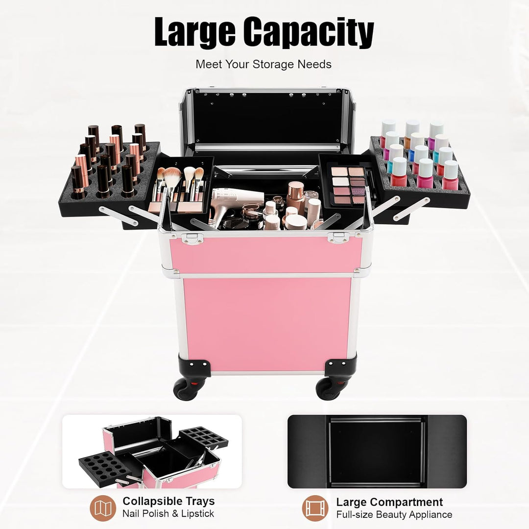 Rollender Kosmetikkoffer, Make-Up Trolley mit Viel Stauraum Professionell für Kosmetiker und Nagelst