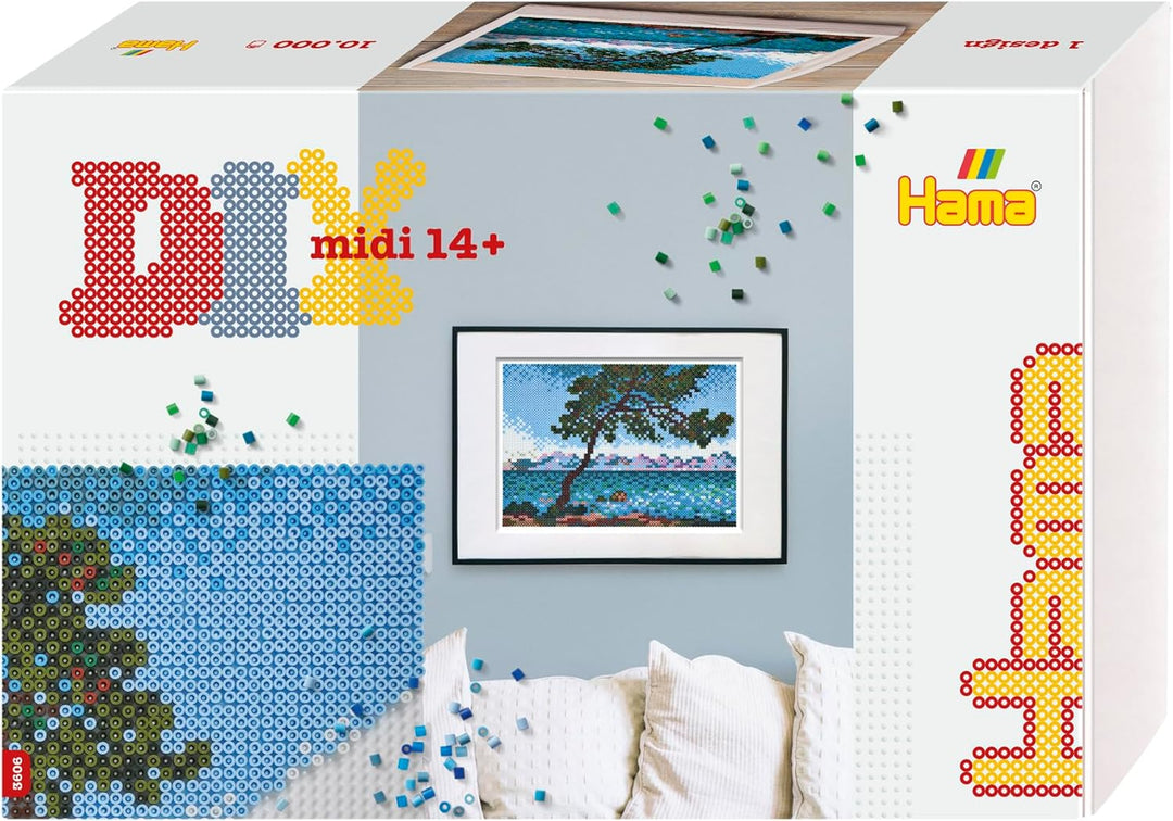 Hama Perlen 3606 Grosse Geschenk-Box Claude Monet mit ca. 10.000 bunten Midi Bügelperlen mit Durchme