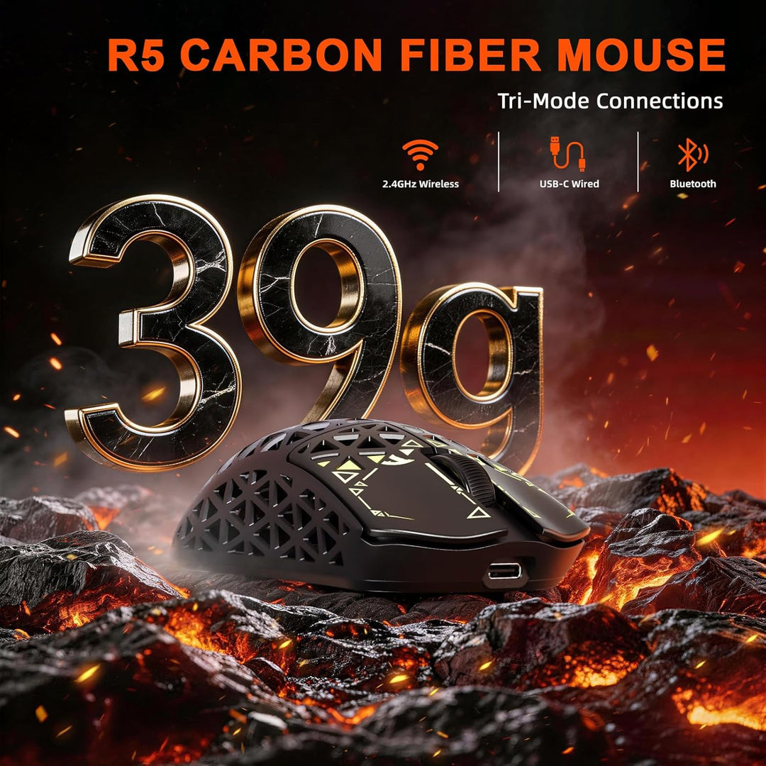ATTACK SHARK R68HE 8kHz Forged Carbon& Rapid Trigger Magnetisch Kabelgebunden Gaming-Tastatur+R5Ultr