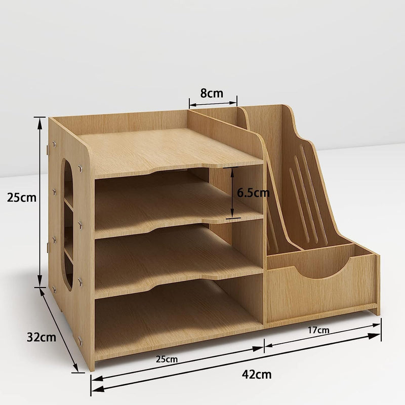 PUNCIA Dokumentenablage A4 Briefablage Ablagefächer Holz Schreibtisch Datei Organizer Papierablage A