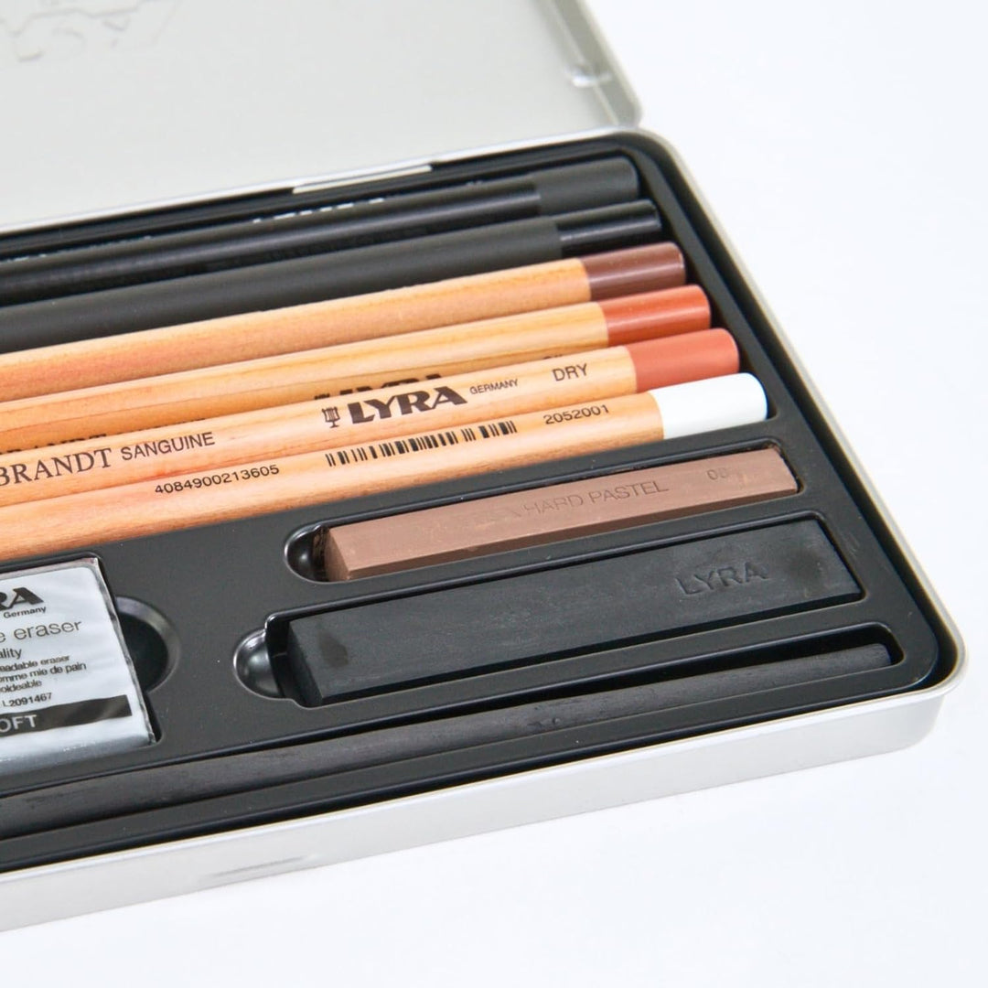 LYRA Rembrandt Monochrome Skizzen-Set, 11 Stifte im Metalletui, dunkel, 2b, 2051110 1 stück (1er Pac
