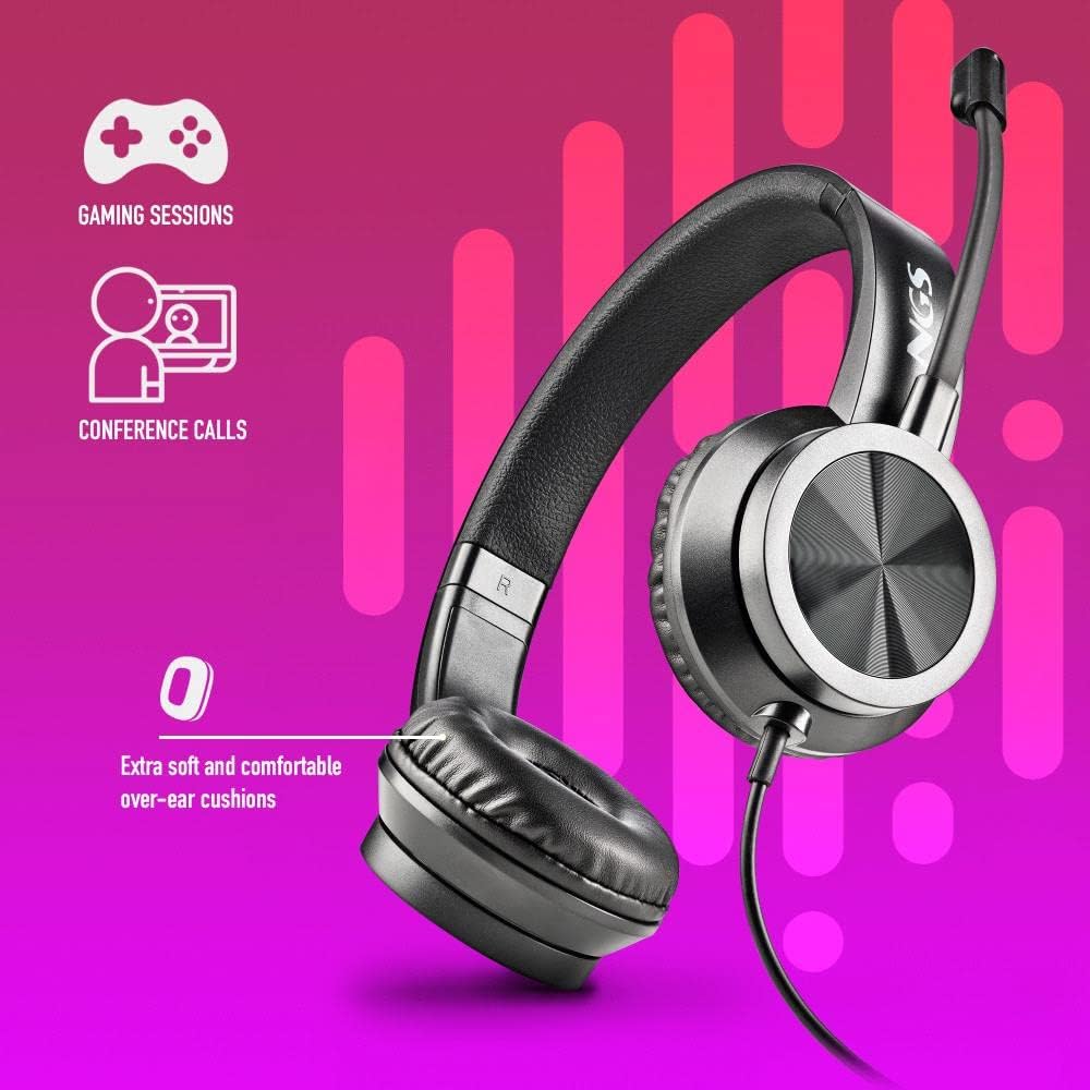 NGS MSX11 PRO - On-Ear-Kopfhörer mit einstellbarem Mikrofon, 3,5-mm-Klinkenstecker und 1-2 Klinkenad